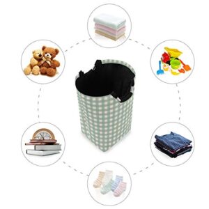 Ruio Laundry Hamper Basket Storage Bag Foldable Clothes Bag Plaid in Sage Green Folding Washing Bin Clothes Hamper Large Basket