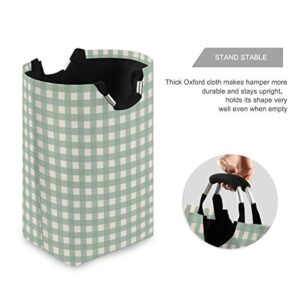 Ruio Laundry Hamper Basket Storage Bag Foldable Clothes Bag Plaid in Sage Green Folding Washing Bin Clothes Hamper Large Basket