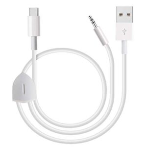 azddur usb c to aux cable, 2 in 1 usb c to 3.5mm car aux headphone jack cable and usb c charging cable compatible with google pixel 4/4xl/3/3xl, samsung galaxy s20/s20+/note 10/10+ and more (white)