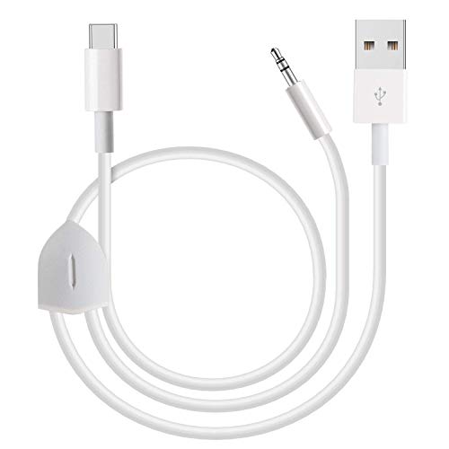 Azddur USB C to Aux Cable, 2 in 1 USB C to 3.5mm Car Aux Headphone Jack Cable and USB C Charging Cable Compatible with Google Pixel 4/4XL/3/3XL, Samsung Galaxy S20/S20+/Note 10/10+ and More (White)