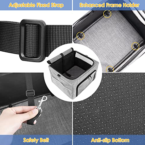 SlowTon Dog Booster Car Seat, Reinforce Metal Frame Safe Pet Car Seat with Seatbelt & Waterproof Pee Pad & Top Cover | Portable Collapsible Puppy Carrier Bag | for Small Dogs Cats Animals