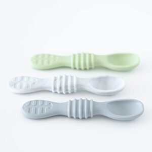 Bumkins Utensils, Silicone for Dipping, Feeding, Baby Led Weaning, Training Spoons, Ages 3 Months+ (3-Pack)