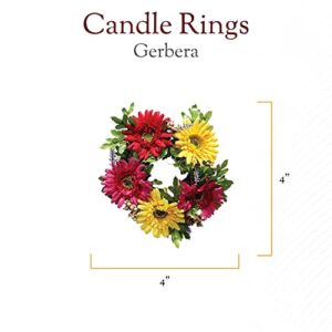A Cheerful Giver Small Wreath Candle Ring - Gerbera Artificial Floral Decor for Candles - Centerpieces & Home Accents