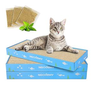 noodoky 3pcs cat scratching pads, double-sided corrugated horizontal cat scratcher cardboard, scratch board