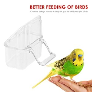 POPETPOP 3pcs Bird Cage Plastic Cups Acrylic Feeding Bowls Hanging Parrot Feeders Cage Accessories for Parakeet Canary Cockatiel (Transparent)