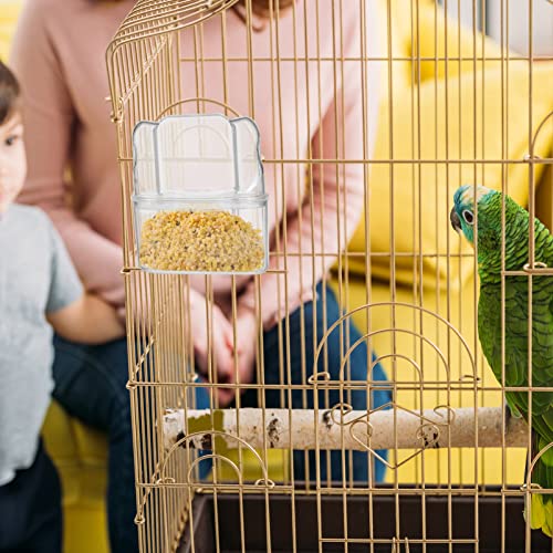 POPETPOP 3pcs Bird Cage Plastic Cups Acrylic Feeding Bowls Hanging Parrot Feeders Cage Accessories for Parakeet Canary Cockatiel (Transparent)