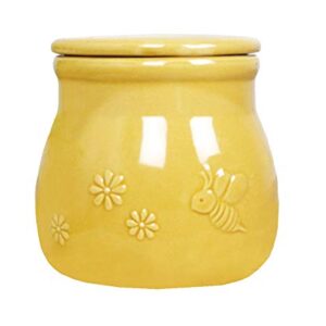 Ceramic Relief Bee Honey Jar Food Storage Jar Candy Dish Snack Can with Seal Lid