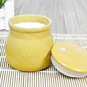 Ceramic Relief Bee Honey Jar Food Storage Jar Candy Dish Snack Can with Seal Lid