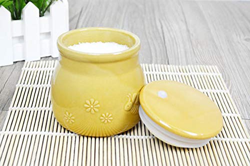 Ceramic Relief Bee Honey Jar Food Storage Jar Candy Dish Snack Can with Seal Lid