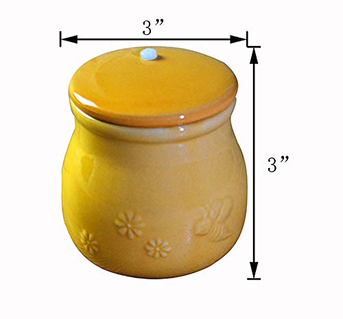 Ceramic Relief Bee Honey Jar Food Storage Jar Candy Dish Snack Can with Seal Lid