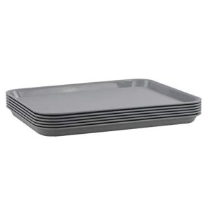 minekkyes 6-pack plastic fast food serving platters trays, rectangular non-slip serving tray, grey, f