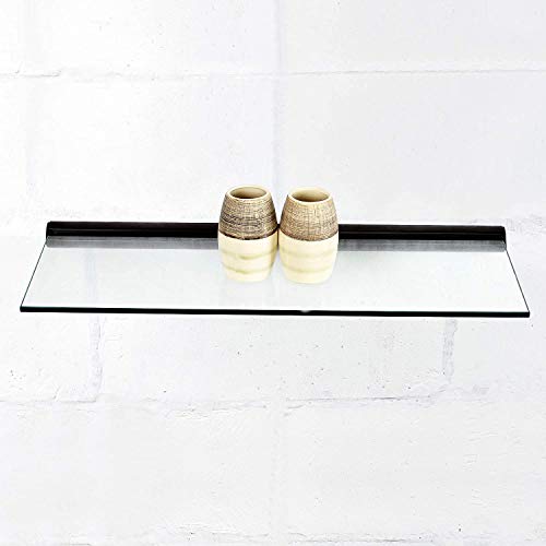 Deco Home Floating Tempered Glass Shelve 9 inch by 24 inch wth Black Brackets