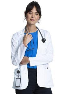 cherokee women scrubs lab coat 28'' consultation ck451, m, white