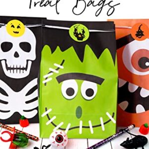 90PCS Halloween Treat Bags Party Favors - Trick or Treat Candy Goodie Gift Bag Stuffer Filler Paper Supplies Decorations with 90 Stickers