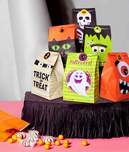 90PCS Halloween Treat Bags Party Favors - Trick or Treat Candy Goodie Gift Bag Stuffer Filler Paper Supplies Decorations with 90 Stickers