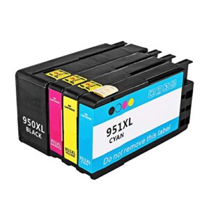 compatible ink cartridge replacement for hp 951 xl 950 xl (1black 1 cyan 1 magenta 1 yellow 4-pack) for officejet pro 8600 8100 8610 8620 8630 8640 8660 8615 251dw 276dw 271dw 8600 plus printer