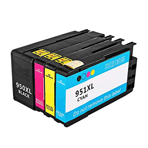 Compatible Ink Cartridge Replacement for HP 951 XL 950 XL (1Black 1 Cyan 1 Magenta 1 Yellow 4-Pack) for Officejet Pro 8600 8100 8610 8620 8630 8640 8660 8615 251dw 276dw 271dw 8600 Plus Printer