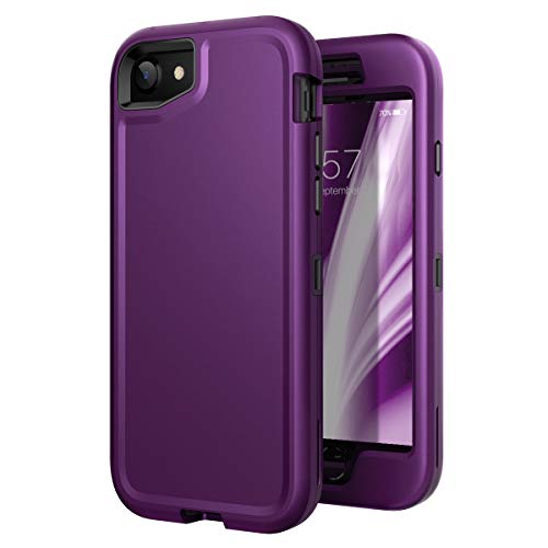 WeLoveCase iPhone SE 2022/2020 Case, Cover 3 in 1 Full Body Heavy Duty Protection Hybrid Shockproof TPU Bumper Protective Case for Apple iPhone SE 2nd Generation & iPhone 7/8 Purple