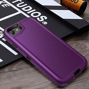 WeLoveCase iPhone SE 2022/2020 Case, Cover 3 in 1 Full Body Heavy Duty Protection Hybrid Shockproof TPU Bumper Protective Case for Apple iPhone SE 2nd Generation & iPhone 7/8 Purple