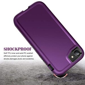 WeLoveCase iPhone SE 2022/2020 Case, Cover 3 in 1 Full Body Heavy Duty Protection Hybrid Shockproof TPU Bumper Protective Case for Apple iPhone SE 2nd Generation & iPhone 7/8 Purple