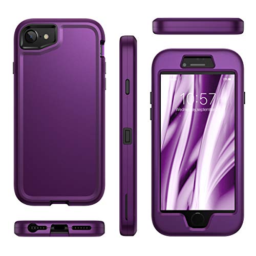 WeLoveCase iPhone SE 2022/2020 Case, Cover 3 in 1 Full Body Heavy Duty Protection Hybrid Shockproof TPU Bumper Protective Case for Apple iPhone SE 2nd Generation & iPhone 7/8 Purple