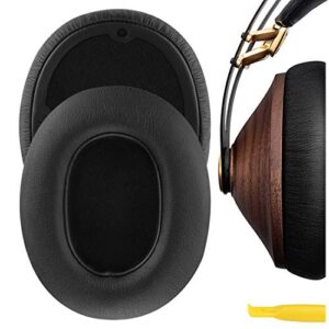 geekria quickfit protein leather replacement ear pads for meze 99 classics, meze 99 neo headphones earpads, headset ear cushion repair parts (black)