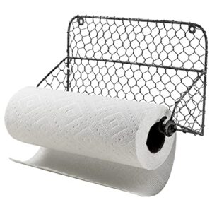 tribello farmhouse wall paper towel holder chicken wire wall decor galvanized metal finish