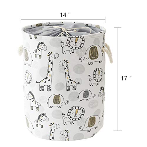 INough Baby Hamper Kids Laundry Basket, Laundry Hamper for Nursery Boys, Kids Storage Basket Safari Nursery Room Decor Clothes Hamper with Drawstring Closure Kids Hamper for Toddler Toys (Giraffe)