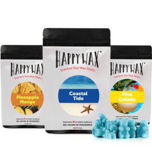 happy wax beach mix scented natural soy wax melts – 8 oz. of scented wax melts, made in usa