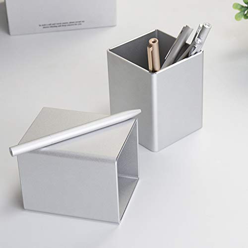 Metal Square Desk Pen Pencil Organizer Cup Storage Holder Aluminum Container Stationery Office School Supplies/for Holding Pencils, Pens, Highlighters, Markers, Scissors