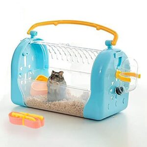 kathson portable hamster cage dwarf hamster carry travel cage with water bottle food bowl adjustable strap pet outgoing cage for gerbil hedgehog mice squirrel