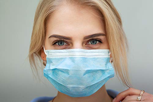 M MAJOR - Q Disposable Face Masks 3 Ply Protection Safety Mask for Dust Air Pollution Personal Protective Mouth Cover for Facial Prevention Earloop Masks Bulk Blue Indoor and Outdoor Use 50pc
