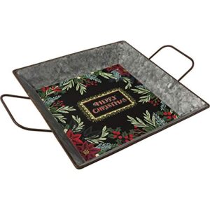 primitives by kathy 108250 merry christmas tray, 13-inch length, metal and paper