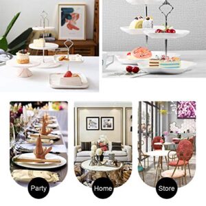 1Set 3 Tier Heavy Duty Metal Cake Stand Handle Fruit Dessert Cupcake Plate Stand Centre Handle Fitttings Round Hardware Rod Holder with Stylus(Silver)