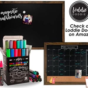 Loddie Doddie Magnetic Chalkboard - Easy-to-Erase Large Chalkboard for Wall Decor and Kitchen - Hanging Black Chalkboards (46x34.5, Rustic Frame)