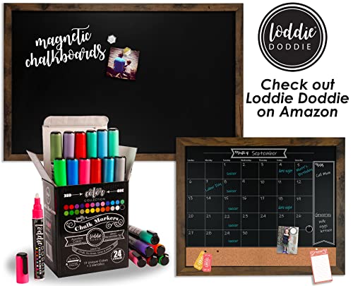 Loddie Doddie Magnetic Chalkboard - Easy-to-Erase Large Chalkboard for Wall Decor and Kitchen - Hanging Black Chalkboards (46x34.5, Rustic Frame)