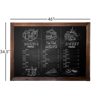 Loddie Doddie Magnetic Chalkboard - Easy-to-Erase Large Chalkboard for Wall Decor and Kitchen - Hanging Black Chalkboards (46x34.5, Rustic Frame)