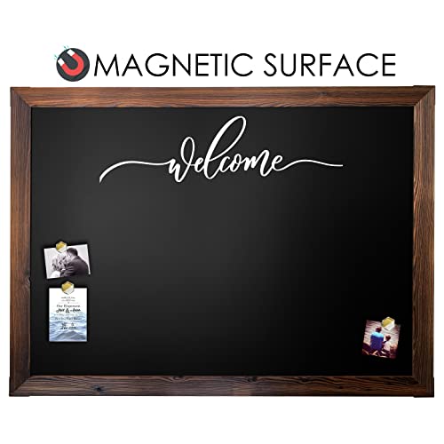 Loddie Doddie Magnetic Chalkboard - Easy-to-Erase Large Chalkboard for Wall Decor and Kitchen - Hanging Black Chalkboards (46x34.5, Rustic Frame)