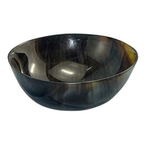 mythrojan hand crafted small serving natural ox horn bowl – polished finish