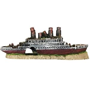 SLOCME Aquarium Titanic Shipwreck Decorations - Fish Tank Resin Material Pirate Ship Decor, Titanic Sunken Ship Ornament