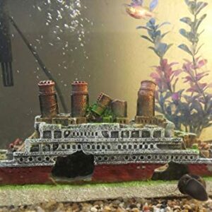 SLOCME Aquarium Titanic Shipwreck Decorations - Fish Tank Resin Material Pirate Ship Decor, Titanic Sunken Ship Ornament