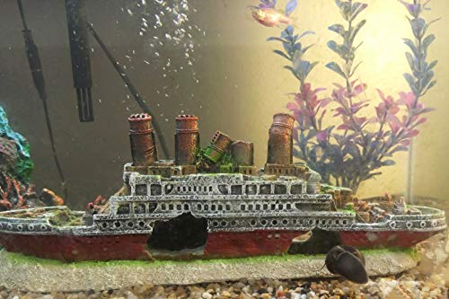 SLOCME Aquarium Titanic Shipwreck Decorations - Fish Tank Resin Material Pirate Ship Decor, Titanic Sunken Ship Ornament