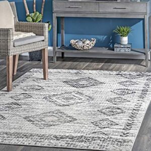 nuloom adael aztec modern distressed area rug, 3' x 5', grey