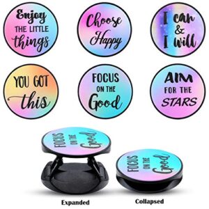 6 pieces foldable expanding stand holder inspirational quote phone grip socket holder finger stand holder kickstand grip for smartphone and tablets