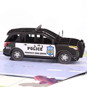 liif police car 3d greeting pop up father's day card, happy birthday, police academy graduation, retirement, congratulations, cop, police officer gifts