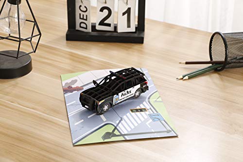 Liif Police Car 3D Greeting Pop Up Father's Day Card, Happy Birthday, Police Academy Graduation, Retirement, Congratulations, Cop, Police Officer Gifts