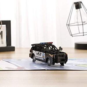 Liif Police Car 3D Greeting Pop Up Father's Day Card, Happy Birthday, Police Academy Graduation, Retirement, Congratulations, Cop, Police Officer Gifts