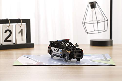 Liif Police Car 3D Greeting Pop Up Father's Day Card, Happy Birthday, Police Academy Graduation, Retirement, Congratulations, Cop, Police Officer Gifts