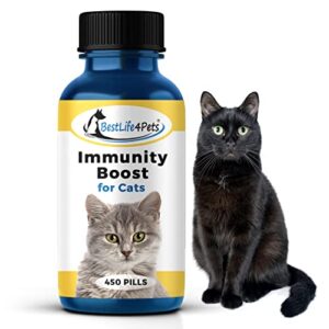 immunity boost for cats supplement – helps your feline's respiratory and digestive system fight off colds and infections – all natural, no fuss remedy (450 pills)