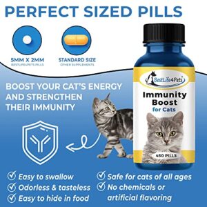 Immunity Boost for Cats Supplement – Helps Your Feline's Respiratory and Digestive System Fight Off Colds and Infections – All Natural, No Fuss Remedy (450 Pills)